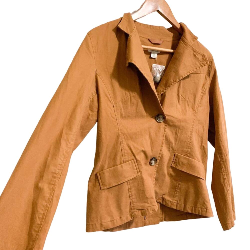 Sundance NEW Journeyer Belted Linen Blend Short Trench Coat Jacket Brown Size PS - Picture 5 of 12